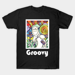 Cosmic Lollipop Ferret - Groovy - White Outlined Version T-Shirt